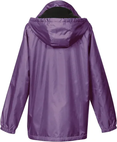 Vista 2 de totes Chaquetas impermeables para mujer, con capucha, chaquetas de tormenta de 3 estaciones, ciruela, talla L, Ciruela