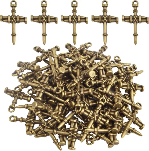 Vista 9 de 50 dijes de cruz de aleación religiosa cristiana Jesús Crucifijo Crucifijo, suministros de manualidades para manualidades, collares, pulseras