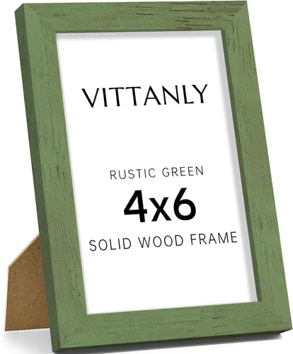 Vista 78 de Vittanly - Marco de fotos de 4 x 6 pulgadas de madera maciza con plexiglás, incluye paspartú de 3,5 x 5, para colgar en la pared o poner sobre una