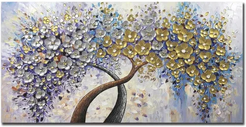 Vista 8 de V-inspire Arte, 24 x 48 pulgadas, moderno, 100% pintado a mano, pinturas al óleo de árbol de la suerte, pintura acrílica, decoración de marco