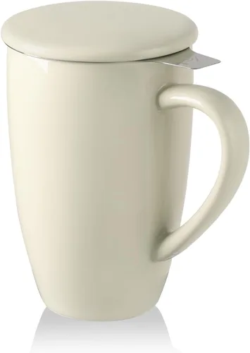 Vista 9 de Sweejar Taza de Té de Porcelana con Infusor y Tapa, Tetera con Filtro, Colador Infusor de Tazas de Té de Hojas Sueltas, 16 Fl Oz para Azul degradado