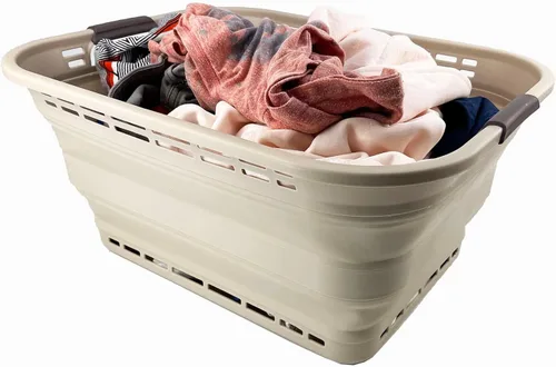 Vista 7 de SAMMART - Canasta plegable de plástico para la ropa sucia de 42L (11 galones) – Contenedor/organizador de almacenamiento plegable – Tina portátil