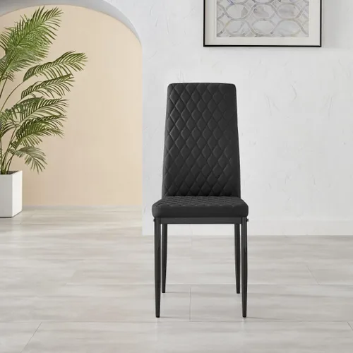 Vista 7 de Furniturebox UK Milan - Juego de 4 sillas de comedor de alta calidad, contemporáneas y lujosas, asientos de comedor de piel sintética de diamante