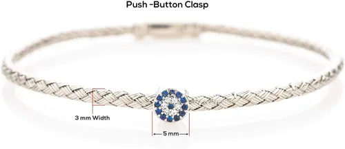 Vista 3 de Pulsera de plata de ley contra el mal de ojo para mujer