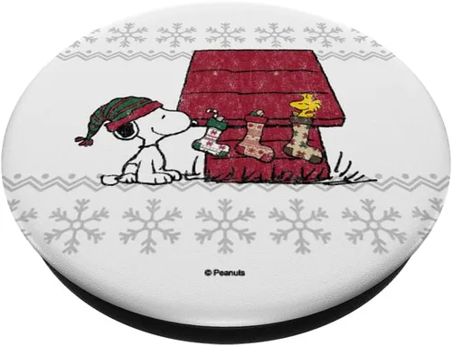 Vista 2 de Peanuts Holiday Snoopy medias PopSockets agarre y soporte para teléfonos y tabletas