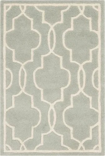 Vista 19 de SAFAVIEH Chatham Collection CHT723C - Alfombra decorativa de lana geométrica de alta calidad, hecha a mano, 2 x 3 pies, color azul oscuro/marfil