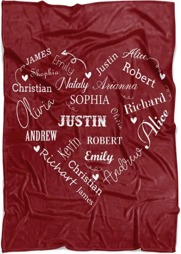 Vista 3 de Mantas personalizadas con el nombre, para bebés, niños y adultos, mamá, abuela, abuelo. Manta personalizada con tus nombres. Manta personalizada