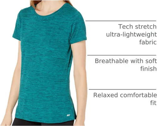 Vista 63 de Amazon Essentials Camiseta de manga corta con cuello redondo para mujer, de secado rápido, para entrenamiento, gimnasio, paquete múltiple