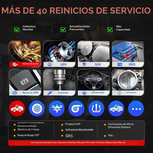 Vista 6 de Autel Scanner MaxiPRO MP900-BT Herramienta bidireccional de codificación ECU w/$60 MV108S DoIP & CAN FD, 2026 MP900BT Up of MP900 MK900BT MP808BT