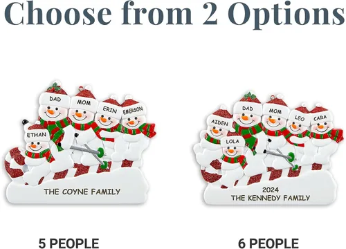 Vista 5 de Let's Make Memories Adorno de Navidad personalizado – para la familia – Trineo de muñeco de nieve – Adorno de Navidad 2024 – Grabado – Resina