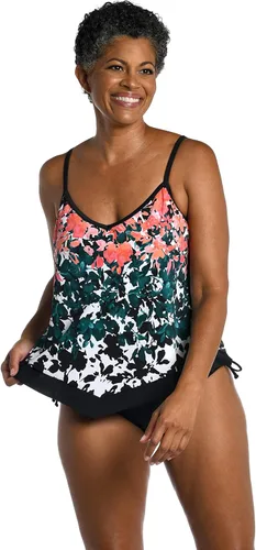 Vista 10 de Maxine of Hollywood Traje de baño tankini con cuello en V para mujer Negro/ Isla Verde