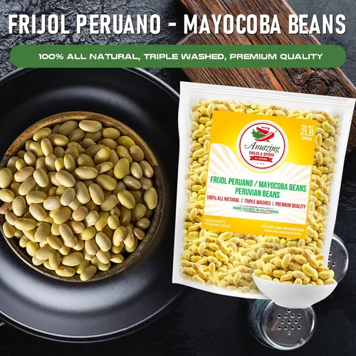 Vista 3 de Frijol Peruano - Frijol Peruano - Frijol Peruano - Frijoles de mayocoba, 100% naturales, calidad premium. Triple lavado. por Amazing Chiles and