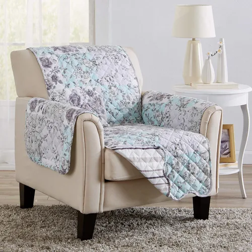 Vista 78 de Great Bay Home Funda reversible de retazos reclinable, lavable, protector de muebles con correas elásticas, perfecta para niños y mascotas, detalle