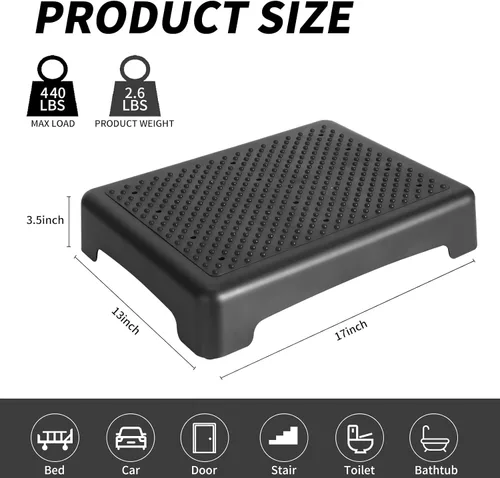 Vista 2 de Fotree Taburete de un solo paso, plataforma de seguridad para personas mayores y adultos, plataforma antideslizante para escaleras, automóvil, cama