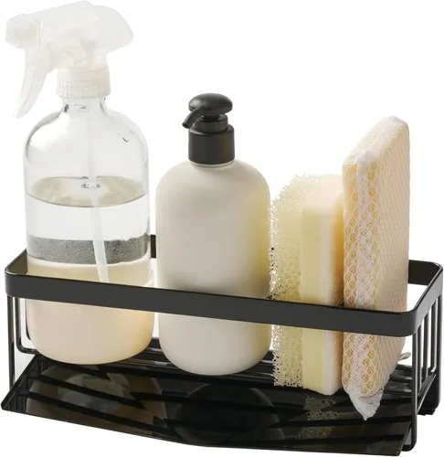 Vista 3 de Yamazaki 4994 Soporte para esponja y herramientas de limpieza, negro, aprox. 9.8 pulgadas de ancho x 3.6 pulgadas de profundidad x 9.6 pulgadas