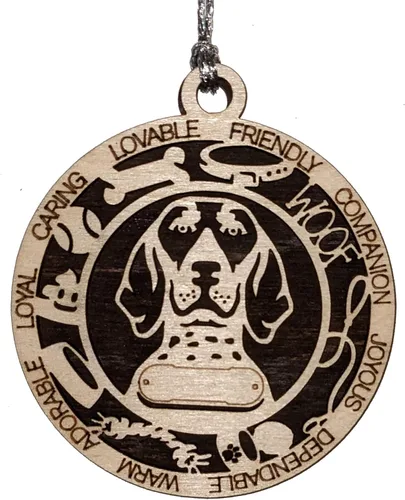 Vista 169 de Adorno de Navidad personalizado para perro Cavalier King Charles Spaniel, redondo de 3 pulgadas, madera cortada con láser de 2 capas, nombre y texto