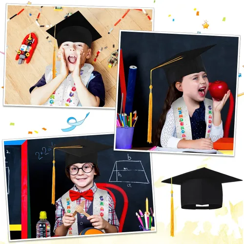 Vista 6 de Janmercy 12 Pcs Kindergarten Graduation Cap with Tassel Graduation Stole Set for Kids Kindergarten Grad Graduation