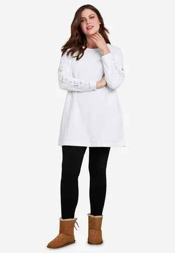 Vista 4 de Ellos Sudadera tipo túnica con ribete de encaje en talla grande para mujer