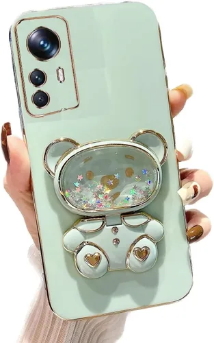 Vista 76 de Miagon Bear - Funda con soporte para espejo para Xiaomi Redmi A1, Quicksand Glitter Electroplated Soft TPU Protector Slim a prueba de golpes
