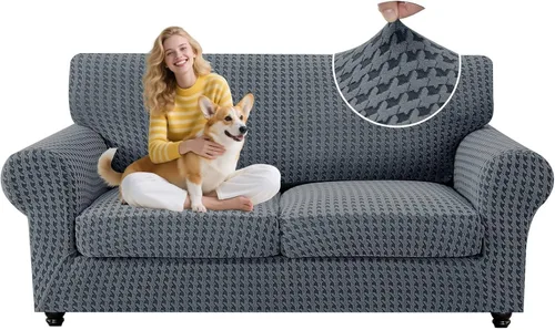 Vista 39 de MAXIJIN 2 fundas elásticas para sillón de sala de estar, fundas gruesas y suaves con brazos para perros, mascotas, protector de sofá individual