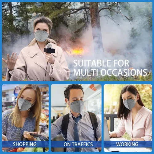 Vista 6 de Hotodeal - 20 cubrebocas KN95, de 5 capas, antipolvo, protección de material particulado 2.5, fuego y humo, para hombres y mujeres