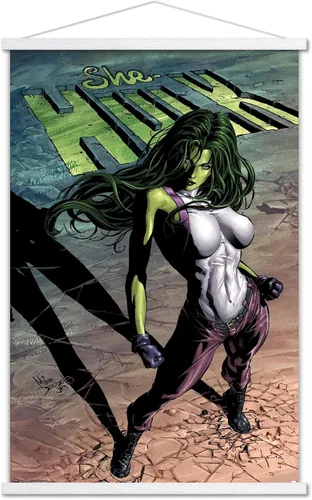 Vista 19 de Trends International Marvel Comics She-Hulk - Póster de pared #29 de She-Hulk, 14.725 x 22.375 pulgadas, versión enmarcada de madera de granero