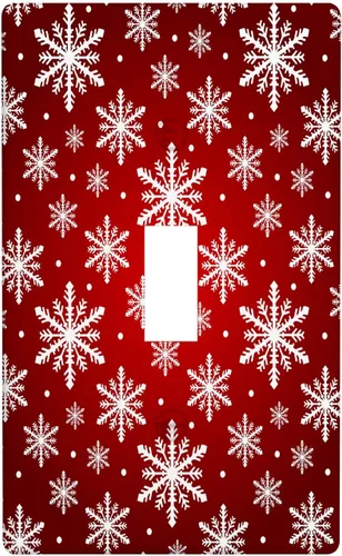 Vista 79 de Cubierta de interruptor de luz dúplex de 1 banda, cubierta decorativa de Navidad con copos de nieve rojos, placa frontal decorativa para cocina