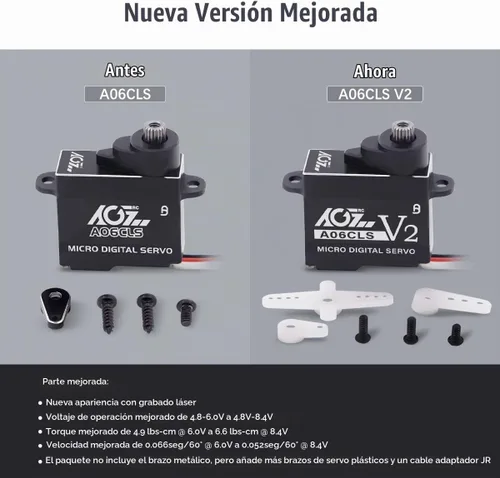 Vista 4 de AGFRC 6.6 lbs HV RC Micro Servo para coches Mini-Z (A06CLS V2 Negro)