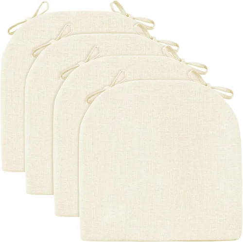 Vista 2 de Wellsin Cojines para sillas de comedor, 4 unidades, cojines para sillas de cocina con lazos y respaldo antideslizante, almohadillas para sillas