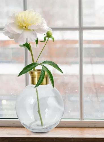 Vista 3 de Serene Spaces Living Jarrón de bola con borde dorado, elegante florero para recepción de boda, mini jarrones para decoración del hogar