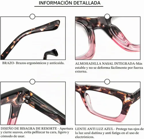 Vista 5 de REAVEE 6 Pack Reading Glasses for Women Blue Light Blocking, Cute Square Computer Readers with Spring Hinge