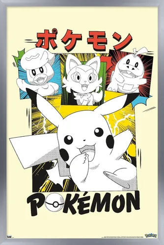 Vista 11 de Trends International Pokémon - Póster de pared de anime Sonrisas, 22.4 pulgadas de largo x 14.7 pulgadas, versión enmarcada de madera de granero