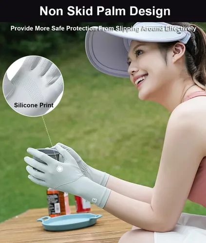 Vista 3 de SUJAYU Guantes de protección UV ultra finos para mujer, protección solar UPF para pantalla táctil transpirable