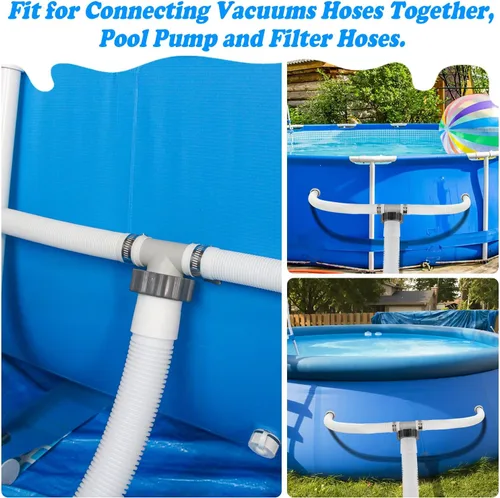 Vista 3 de Conectores y accesorios de manguera de piscina con doble anillo impermeable, divisor en T de manguera de piscina de 1.5 a 1.25 pulgadas