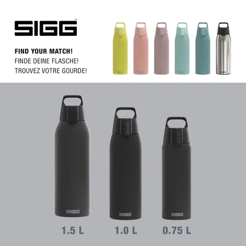 Vista 3 de SIGG - Botella de agua reutilizable - Shield ONE - A prueba de fugas - Reciclable - Sin BPA - Negro - 34 Oz
