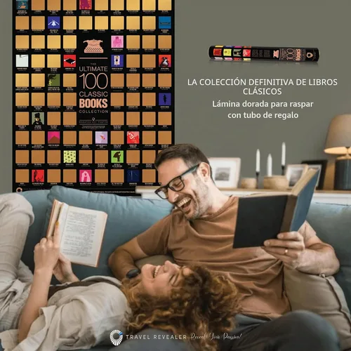 Vista 3 de Travel Revealer Póster de 100 libros clásicos para raspar, 100 libros que todos deberían leer, los mejores libros de todos los tiempos, regalo