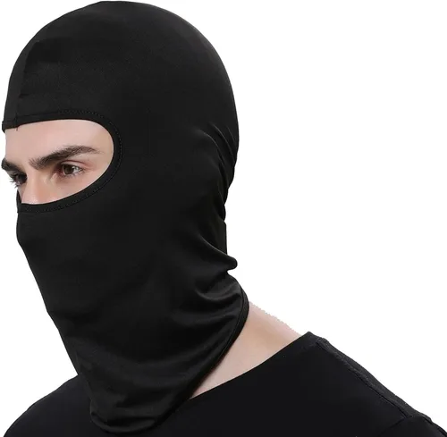 Vista 2 de Paquete de 5 mascarillas faciales de esquí negras para hombre, pasamontañas a prueba de polvo para equitación al aire libre, pesca y sombreros
