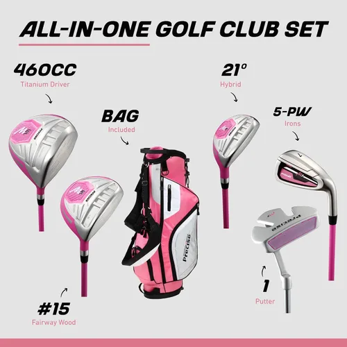 Vista 2 de Precise M5 - Juego completo de palos de golf para mujer, driver de titanio, fairway de acero inoxidable, híbrido de acero inoxidable, hierros