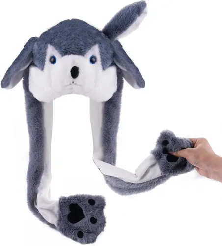 Vista 6 de Arcimatto Sombrero de animal para disfrazarse, fiesta de cosplay, Navidad, vacaciones, lindo gorro con solapa para niños y adultos