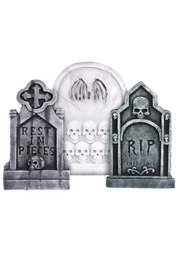 Vista 5 de Set de Decoración Halloween 3 Piezas Lápidas Góticas de 20 Pulgadas Multicolor