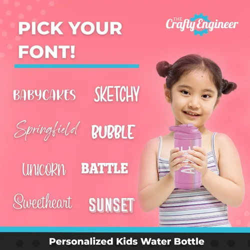 Vista 5 de The Crafty Engineer Botella de agua personalizada para niños (negro)