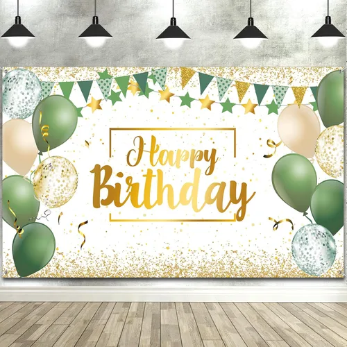 Vista 12 de Tatuo Cartel de fondo de decoración de feliz cumpleaños, cartel de fondo de cumpleaños con purpurina, suministros de fiesta, fondo de fotos