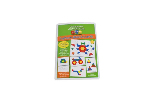 Vista 8 de LEARNING ADVANTAGE Pattern Block Cards - Set of 20 Double-Sided Cards - Early Geometry for Kids - Teach Creativity, Sequencing and Patterning
