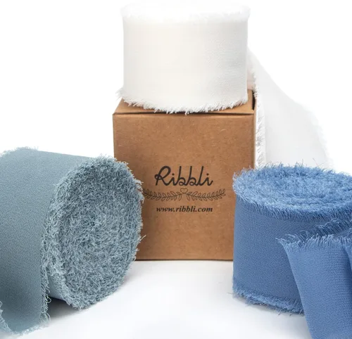 Vista 22 de Ribbli Cinta de gasa color marfil de 1-1/2 pulgadas x 30 yardas, hecha a mano con flecos, cinta de seda de gasa marfil, cinta crema