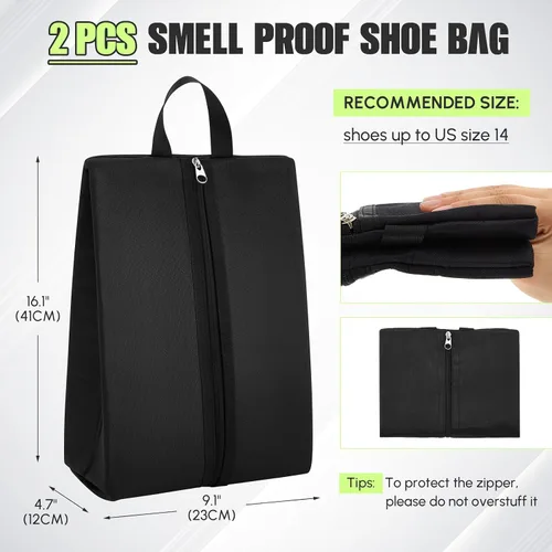 Vista 4 de Leinuosen Bolsa de tacos a prueba de olores para deportes, resistente al olor y al agua, bolsa de zapatos de fútbol, fútbol, béisbol, golf, con tela