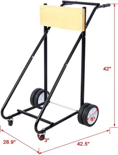 Vista 3 de Soporte de motor de barco fuera de borda con ruedas, carrito de motor resistente para almacenamiento, capacidad de peso de 315 libras, soporte