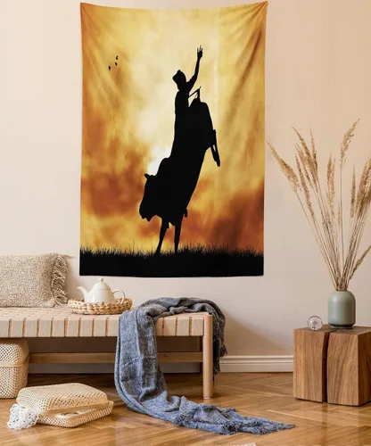 Vista 90 de Lunarable Tapiz japonés, Geisha joven en kimono con maquillaje oriental tradicional de Sakura, decoración de tela para colgar en la pared