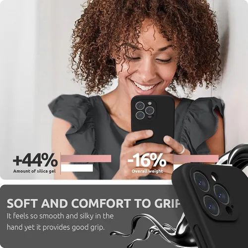 Vista 6 de SURPHY funda de silicona compatible con iPhone 13 Pro (6.1 pulgadas, 2021), con protección para la cámara, funda de silicona líquida con forro
