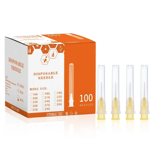 Vista 14 de Agujas desechables estériles de 20Ga 1.5 pulgadas/38 mm, envueltas individualmente, paquete de 100 Envuelto individu