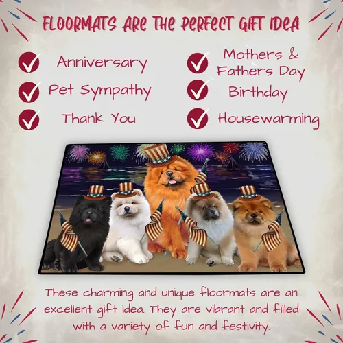 Vista 7 de Doggie of the Day Chow Chow Dogs Floor Mat - 4th of July Independence Day - Best Dog Doormat - Protector Decor - Unique Portrait Art - Premium